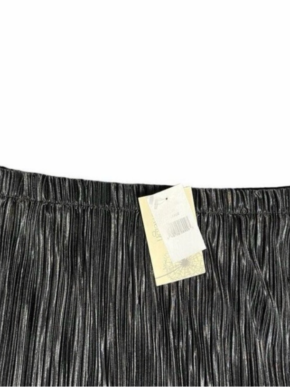 NWT Everleigh XL Black Metallic Foil Pleated Midi Skirt Elastic Waist - Picture 9 of 13